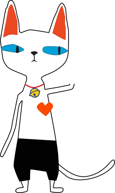 Maneki-Meow, a tall white lucky cat, beckoning